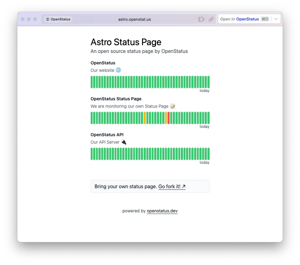 Astro Status Page